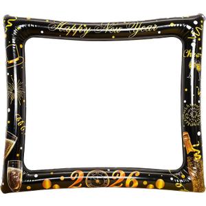 Inflatable New Year Photo Booth Props 30x26 Inches Photo Booth Frame Funny Selfie Props New Years Eve Holiday Party Supplies 2026 New Years Eve Accessories Party Decorations