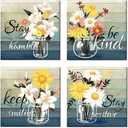 KREATIVE ARTS Canvas Wall Art for Kitchen Decor Beautiful Flowers with Inspirational Quotes Floral Artwork Framed Prints Farmhouse (Small)