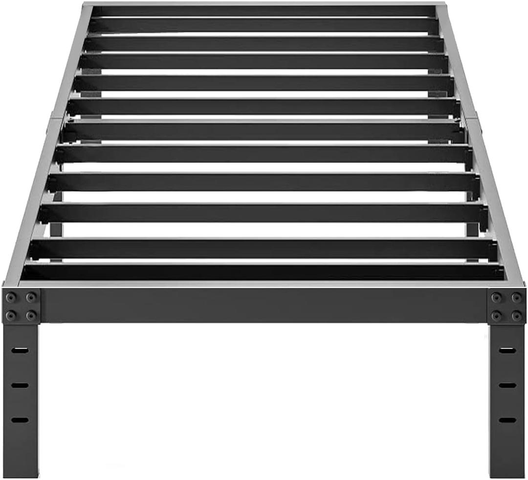 COMASACH Twin XL Bed Frame 14" High Heavy Duty Steel Slats with Heavy Duty Support for Mattress, No Box Spring Needed,Noise-Free,Easy Assembly