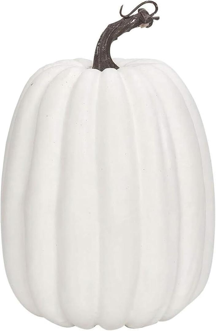 8 Inch Large Fake Pumpkins Decorative Artificial Pumpkins Decor for Halloween Thanksgiving Fall Harvest Decorations (White, One Size)