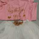 LYSMuch Girls Birthday Outfit Birthday Girls Shirt Princess Tutu Tulle Skirt Headband (5-6 Years, Pink)