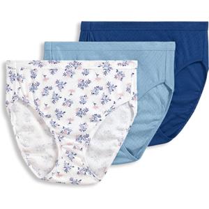 Jockey Women's Underwear Elance Breathe French Cut - 3 Pack (7, Blue Stardust/Stardust Tropic Bouquet/Marina Blue)