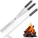 MOOFI Heavy Duty Fire Tong & Poker Set, Firewood Grabber 27.7" Long-Handle Carbon Steel Log with Serrated Grip Tong, Tools Sets For Fire Pit, Fireplace, Wood Stoves, Campfires, Bonfires & BBQ Grills