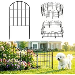 20.58ft (L) x 24in (H) Decorative Garden Fence Panels - Animal Barrier Fence No Dig Fencing Rustproof Metal Wire Edging Panel Border Apply to Dog Fencing for Yard Outdoor Decor Flower Beds