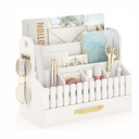 Bamboo Mail Organizer Countertop with Drawers, Wood Desk File Organizer Desktop Paper Organization Storage Bill & Letter Sorter Holder for School Home Office Supplies, No Assembly Required (Black)