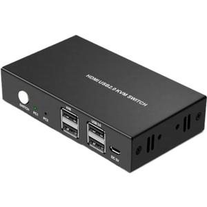 YXX7XY USB KVM Switch HDMI Splitter Switch Support 4K@60Hz 2 in 1 Out with USB Keyboard and Mouse Switch