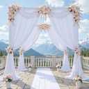 20ft x 15ft White Backdrop Curtains for Wedding Parties, 4 Panels Wrinkle Free Fabric Drapes Photo Backdrop for Baby Shower Birthday Stage Reception Lobby Decoration, 5ft15ft_4 Panels