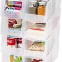 IRIS USA Clear Plastic Stackable Storage Bins, Large- 8 Pack, Open Front Fridge Pantry Kitchen Closet Cabinet Bathroom Organizer Basket for Organizing Snack, Cans, Office Supplies, and Coffee Pods
