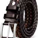 BULLIANT Mens Belts,Leather Woven Braided Belts for Gift Men Casual Jeans Golf (34"-38"Waist Adjustable, Deep Brown/Light Brown1486)