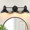 Bathroom Light Fixtures, 3-Light Vanity Light Over Mirror, Matte Black Metal Bathroom Light, Modern Farmhouse Rustic Industrial Indoor Wall Mount Lighting Sconce for Living Room Cabinet Hallway