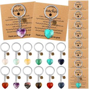 Sureio 12 Pack Teacher Appreciation Gifts Bead Kechain in Bulk, Thank You Help Me Grow End of Year Graduation Teacher Day Gifts for Women