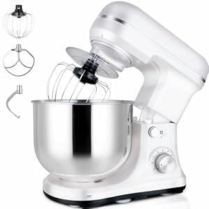 Professional Stand Mixer, 6-Qt with Timer, MK37 500W 6-Speed Tilt-Head Food Electric Mixer Kitchen Machine,Plastic (Champagne)