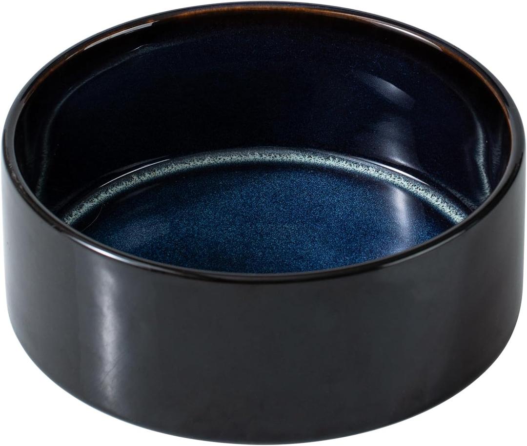 Ceramic 7.3inch Dog Bowl for Medium Breed Dogs, Anti-Slip and Weighted Pet Food and Water Dishes (Single Bowl, Starry Sky) (5CUPS)