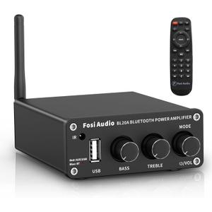 Fosi Audio BL20A 200W Bluetooth 5.0 Home Audio Stereo Amplifier Hi-Fi Mini Class D Integrated Amp with U-Disk/3.5MM AUX/RCA Input and Remote Control for Home Passive Theater Speaker with Power Supply