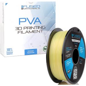 Fused Materials PVA Filament 1.75mm  Water-Soluble Support Material for 3D Printing  Compatible with Bambu Lab, Polymaker, Overture, and More  Works with PLA, PETG, Nylon, ABS  Clear & Transparent