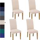 Dining Chair Covers, Dining Room Chair Cover Set of 4, Stretch Kitchen Chair Covers, Detachable Washable Chair Cover, Parsons Chair Slipcovers Protective, for Home, Restaurant, Banquet (Beige)