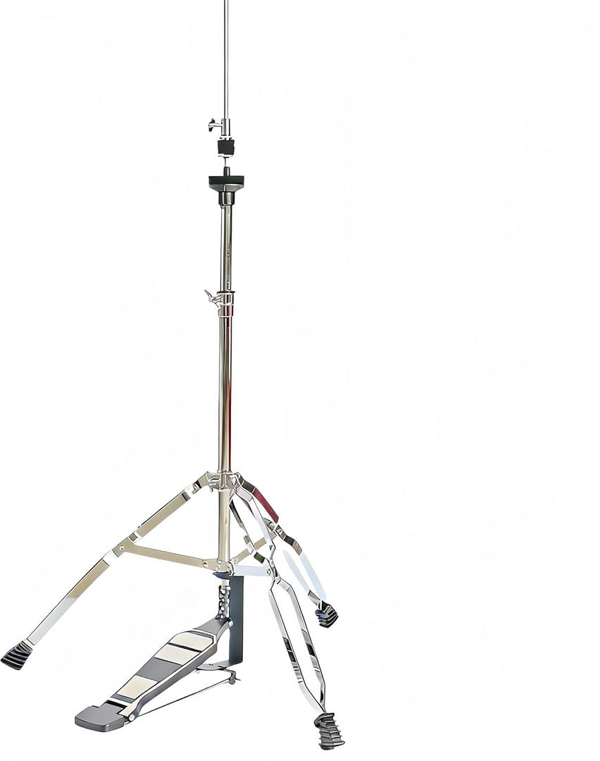 Hi-Hat Stand, Double Braced Tripod Adjustable Hi-Hat Stand, Zipper-Style Smooth Pedal, Drum Kit Hardware Accessory