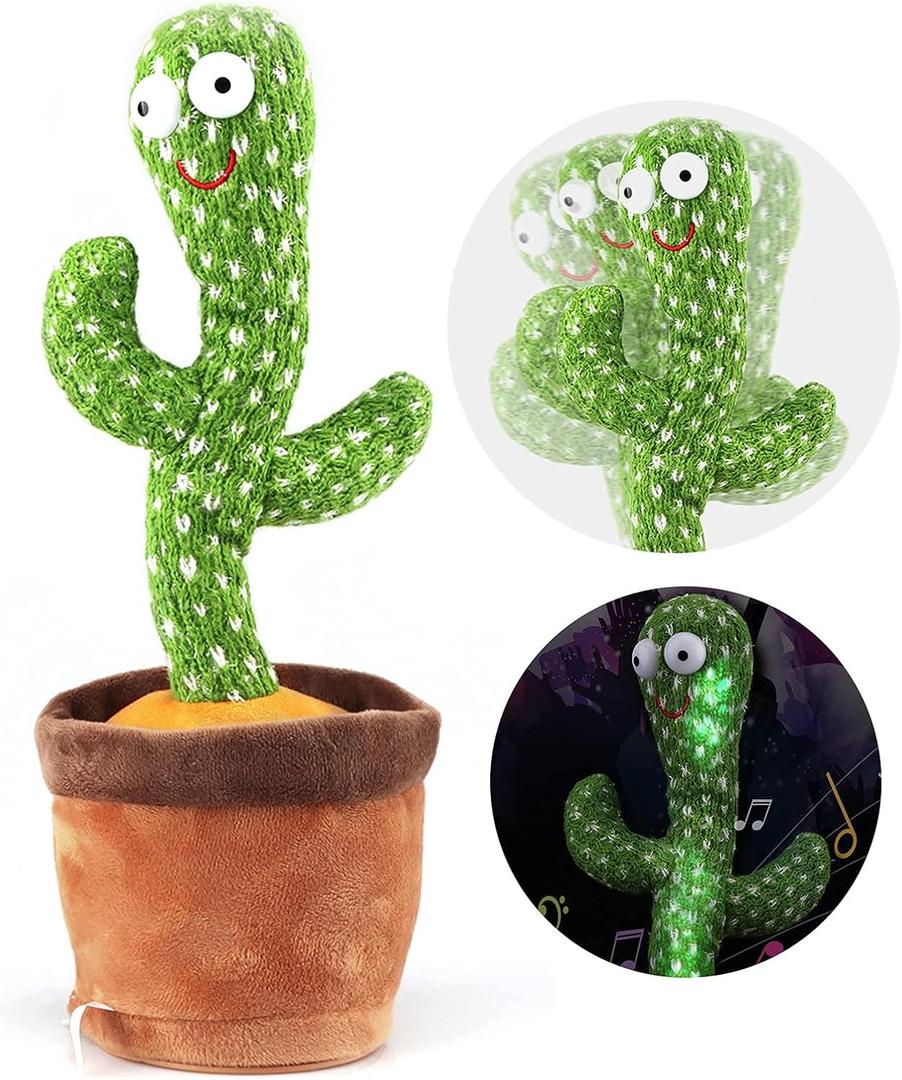 Starhig Dancing Cactus Talking Toy,Wriggle Singing Mimicking Cactus,Repeat What You Say,Sing,Dance,Recording,LED(120 Songs)