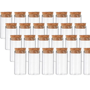 PATIKIL 25ml Test Tubes, 24pcs 2.36x1.18 Glass Clear Flat Bottom Test Tube Containers with Cork Stopper for Bead Party Candy Bath Salt Storage Scientific Experiment Plant Propagation