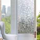 Decorative Privacy Window Film, 3D Window Tint Stained Glass Door Film Static Cling Reflective Window Decal/Privacy Protection/Heat Control/Anti UV for Home/Office, 35.5x118 inch Gravel