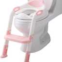 Fedicelly Potty Training Seat Ladder Toddler,Potty Seat Toilet Boys Girls,Adjustable Kids Toilet Training Seat (Pink)