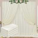 20 ft x 10 ft Wrinkle Free Ivory Backdrop Curtain for Wedding Parties, Polyester Ivory Photo Backdrop Drapes 4 Panels 5x10ft for Baby Shower Photoshoot Engagement Birthday Party Photography Background