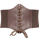 Women Faux Leather Corset Waist Belt Elastic Wide Underbust Corset Lace-up Steampunk Waspie Belt For Halloween