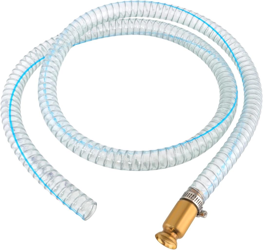 8.2FT 1" Heavy Duty Siphon Hose - Self-Priming Jiggler Pump for Boats, ATVs & Tractors Brass Nipple w/Metal Buckle, Fuel Transfer Tube for Gasoline Fuel Gas, Fish Tank Water Exchange and Drainage