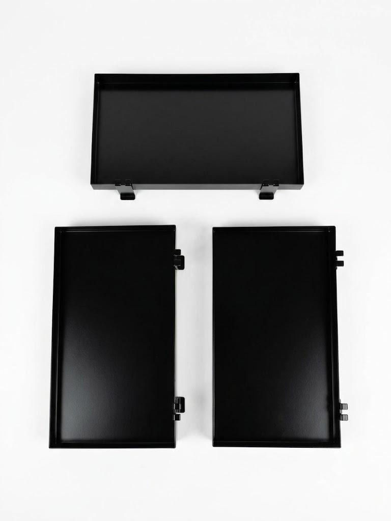 Set of 3 Black Metal Replacement Trays, 8×14 Inch Modular Shelving Accessories, Heavy-Duty Steel Organization Trays for Storage Racks