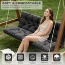 Porch Swing Cushions,Outdoor Cushions 3 Seater Replacement with Backrest, Waterproof Thickened Bench Cushion with Ties for Porch, Patio,Outdoor, Backyard and Garden (Black 60 * 40 in)