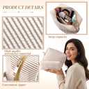 Sanwuta 2 Pcs Makeup Bag Set Seersucker Cosmetic Bag for Women Gifts Mother Girls Cute Stripe Trendy Cosmetic Bags Travel Toiletry Organizer Aesthetic Preppy Storage Pouch for Bridesmaid(Brown)