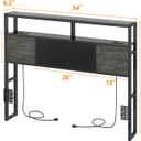 Livofloral Headboard Full Size, Headboards with Charging Station, USB Port and LED Light, Head Board with 2-Tier Storage Shelf, Adjustable Height, Easy Assembly, Sturdy and Stable, Black