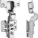 2pcs Professional Grade Half Overlay Soft Close Cabinet Hinges Frameless Concealed Cabinet Door Hinges European Soft Closing Four-Hole Mounting Plate Hinges Nickel Plated Finish (1 Pair)