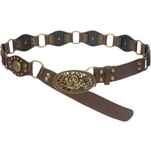 SUOSDEY Western Leather Belts for Women Vintage Cowgirl Coowboy Studded Rivets Belt for Jeans Dress