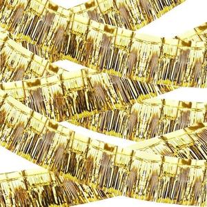 6 Packs 10 Feet Foil Fringe Garland, Metallic Tinsel Banner Wall Hanging Curtain Streamers Backdrop for Parade Floats, Wedding, Christmas, Birthday Party Decor, Gold