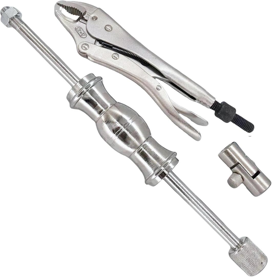 Slide Hammer Locking Pliers Set, 9 inch Locking Pliers, Sturdy 2 Pound Slide Hammer,Swivel Grip Attachment for Nail, Bolt, Pin, Seal, CV Axle Removal Tool