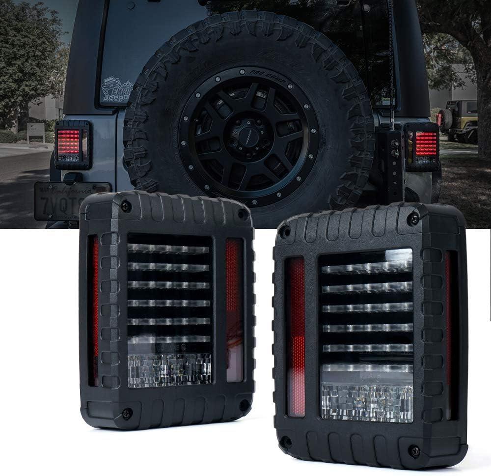 Xprite Tail Lights with Rear Brake Turn Signal & Reverse Lighting Function, LED Rear Lights Compatible with 2007-2018 Jeep Wrangler JK JKU, Clear Lens