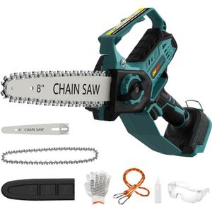 Mini Chainsaw for Makita Battery, 8-Inch and 6-Inch 2-IN-1 Cordless Electric Chain saw with Brushless Motor and Auto-Oiler, 800W Hand Mini Chainsaw for Tree Pruning Wood Cutting(No Battery)
