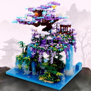 The Moon Palace Chinese Architecture Micro Building Blocks Set with LED Lights, 4574PCS Cherry Blossom Tree Model Kit, Collectible Cultural Gift for Adults & Teens