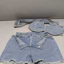 Molilove 2 Piece Denim Outfits Sexy Sleeveless Crossover Cami Top Hollow Out Jean Shorts Set Summer Y2K Tracksuit (Blue, XL)