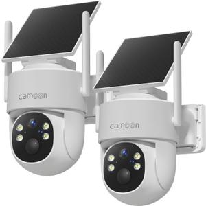 2K Solar Security Cameras Wireless Outdoor, 5/2.4Ghz WiFi Cameras for Home Security, Color Night Vision, Human Detection, Two-Way Audio, SD/Cloud Storage(2 Cameras)