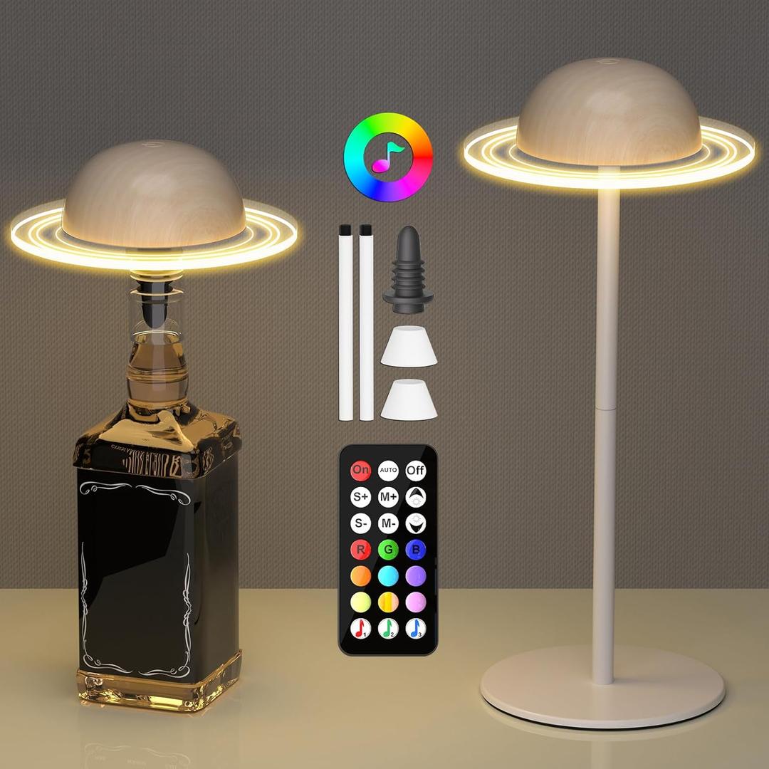 Nreonrick Wireless Bottle Lamp,RGB Table Lamp, Dimmable Color Changing Desk Lamp, Music Sync Bedside Lamp with Remote and Touch Control for Bedroom,Living Room, Bar,Party Decor(2 Pack)