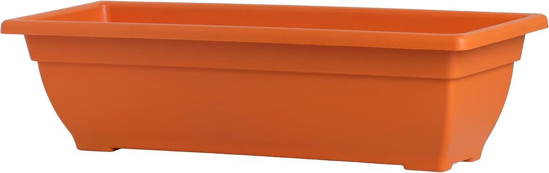 Rectangle Planter Box, 24 Inch Indoor/Outdoor Rectangular Planter, Durable UV Resistant, 4 Gallon Plastic Window Box Trough, Use for Herbs, Succulents, Vegetables (Terracotta)