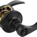 Gobrico Matte Black 1 Pack Privacy Door Handle, Interior Keyless Lever for Bedroom Bathroom, Reversible Wave/Drop Style Door Knob