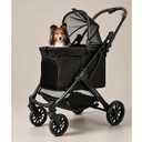 Pet Stroller for Small Medium Dogs Cats, Dog Stroller 4-Wheel Pet Strollers for Medium Dogs Up to 45lbs, Storage Basket, Sun Shades & Waterproof Fabric, Black
