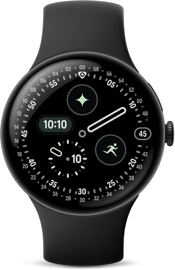 Google Pixel Watch 4 (41mm) - Android Smartwatch - Heart Rate and Sleep Tracking - 30-Hour Battery - Fitness Tracking - Google AI - Matte Black Aluminum Case - Obsidian Active Band - LTE (2025 Model)