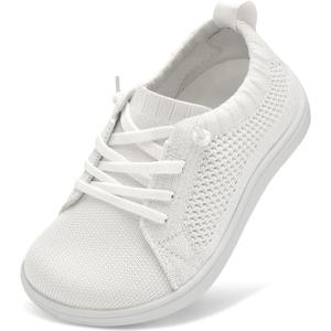 LeIsfIt Toddler Shoes Girls Boys Wide Shoes Kids Zero Drop Minimalist Sneakers Barefoot Slip on Tennis Sneakers (White)
