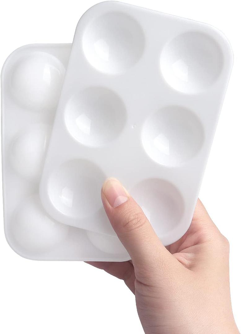 Tamaki 8 PCS White Plastic Paint Tray Palettes, Watercolor Palette Painting Tray for Painting Party, DIY Craft and Art Painting