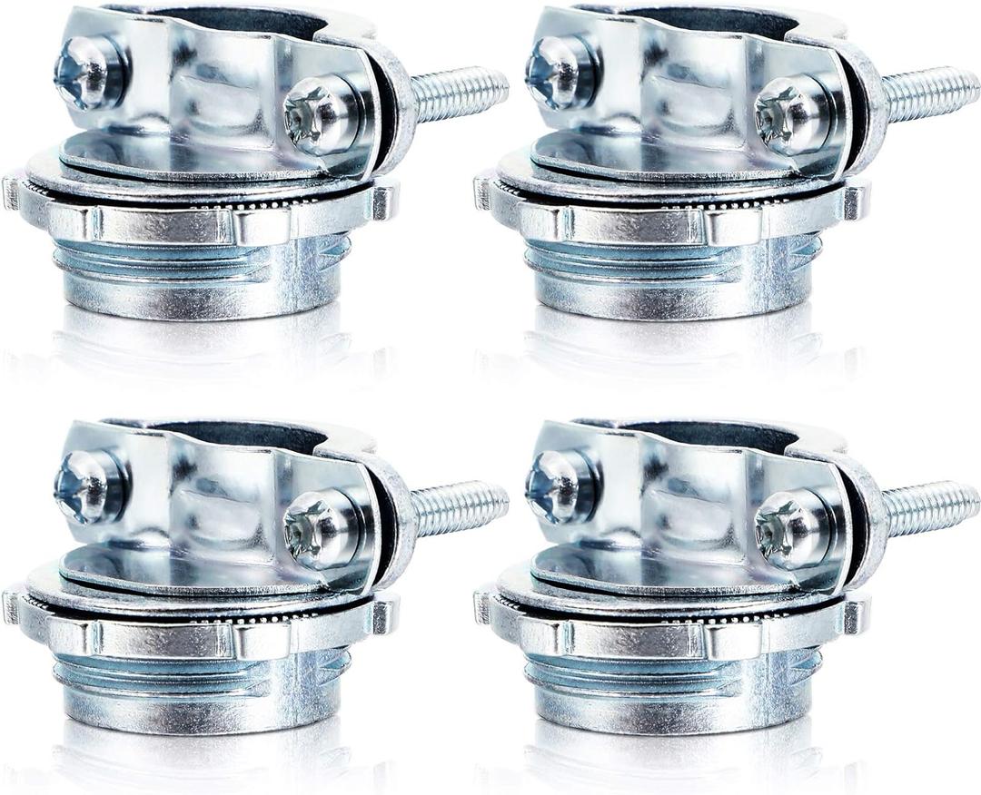 4 Pieces 3/4 Inch Clamp Type Cable Connector for Metallic Conduit Protect Cables Electric Wires Electrical Box Silver Zinc