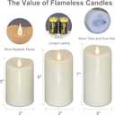 TECHLONG 3 Pack Flickering Flameless Candles Battery Operated with Timer, 3D Moving Flame Last 1000+ Hours, Ivory Real Wax Electric LED Pillar Candle for Wedding Christmas Decorations
